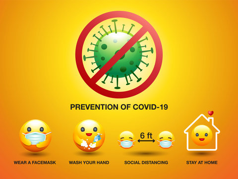 Set of icon smiley, Prevention of Covid-19, Sign and Symbol , Vector