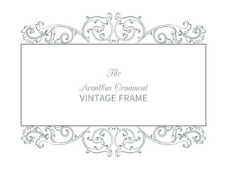 Antique frame in style baroque of acanthus leaves. Monogram floral ornament