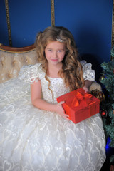 princess in a white dress in christmas