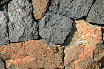 Wall of stones for  backdrop. Color - Gray Suit, Tumbleweed, Hue Brown. Large blocks are laid without a bunch.