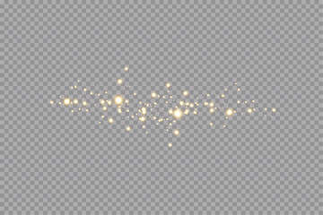 Fototapeta na wymiar Golden sparks glitter special light effect. Vector sparkles on transparent background. Christmas abstract pattern. Sparkling magic dust particles