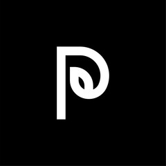 Vector Geometric Leaf Letter Design P