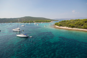 Fototapeta na wymiar Sailing in the adriatic sea on Croatian coast