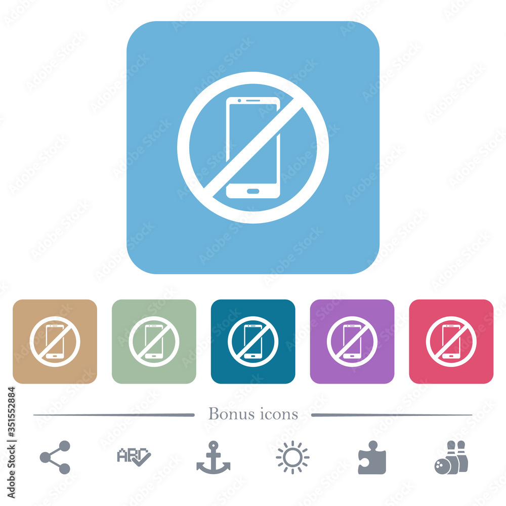 Poster smartphone not allowed flat icons on color rounded square backgrounds