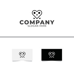 Love Owl Logo Design Vector Template