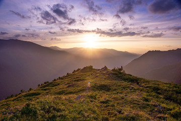 Fototapeta na wymiar The sunset in Mountain Altai