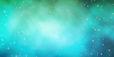 Light Blue, Green vector template with neon stars. Decorative illustration with stars on abstract template. Pattern for new year ad, booklets.