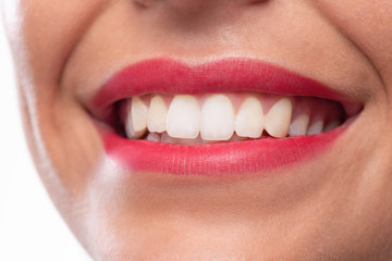 Close up of a smile with white teeth