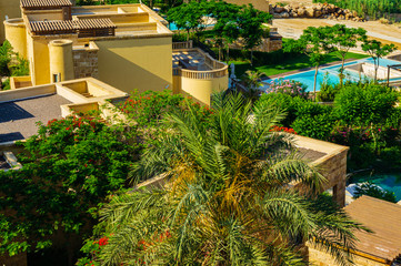 Dead Sea, Jordan - May 22, 2011: Vintage photos from archive. Hotel is located on shores of Dead...