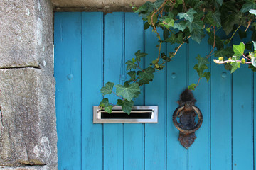door with knocker in quimper (brittany - france)