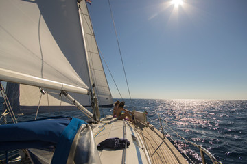 Sailing in the adriatic sea on Croatian coast