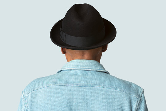 Rear View On A Senior Man Wearing A Black Hat Mockup