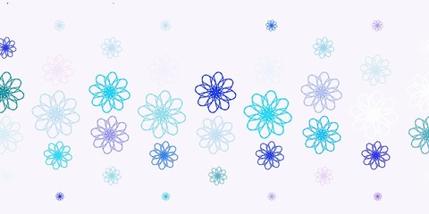 Light Blue, Red vector doodle template with flowers.