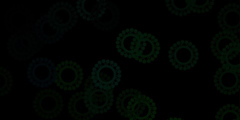 Dark green vector pattern with coronavirus elements.