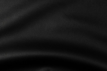 black leather empty wavy background, mockup with copy space close up