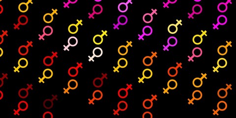Dark Multicolor vector texture with women's rights symbols.