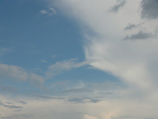 Fototapeta premium Artistic abstraction of nature in the spring blue sky covered with a cloudy veil.
