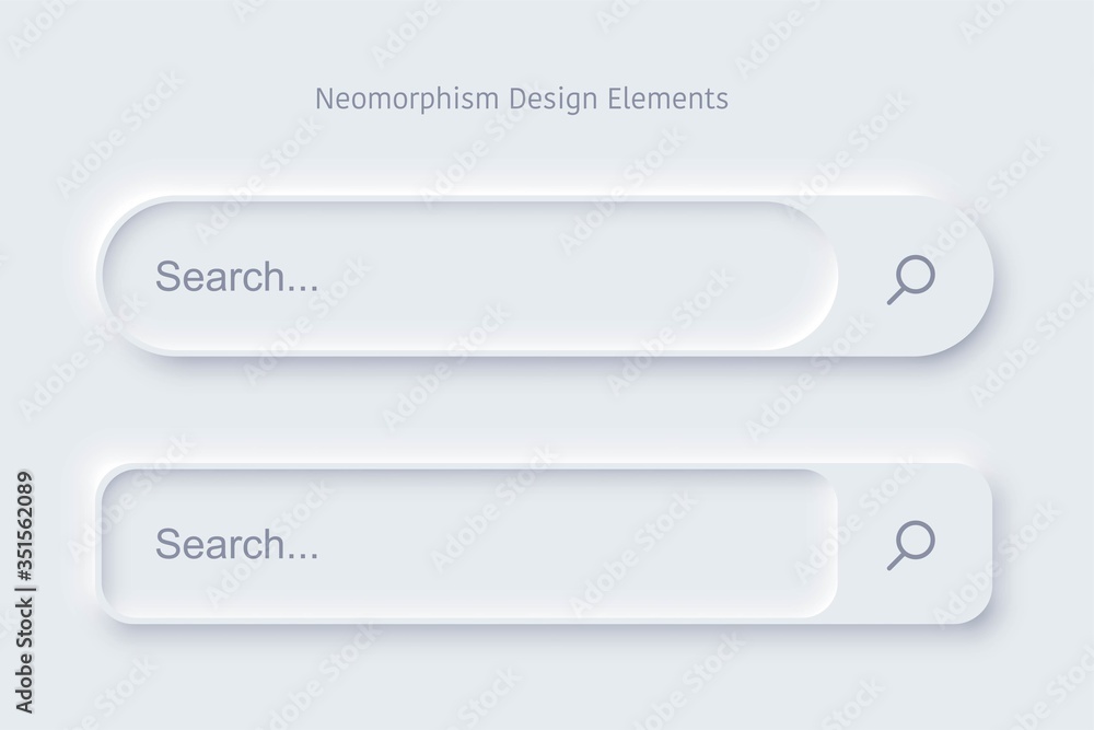 Poster set of search bar form templates of neomorphic interface