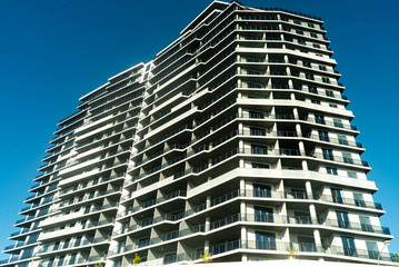 Low angle view of a modern apartment in Perth, Western Australia