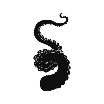 recommend clip art: Octopus big tentacle black silhouette icon, vector illustration isolated.