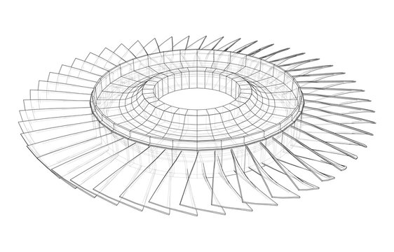 recommend clip art: Turbine wheel concept outline. Vector