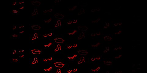 Dark Red vector pattern with feminism elements.