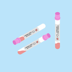 Covid-19 Corona Virus test kit with blood inside and negative result checked