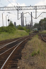 Railroad closeup. rails blurred background