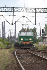 Obraz premium Railroad closeup. rails blurred background