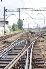 Railroad closeup. rails blurred background