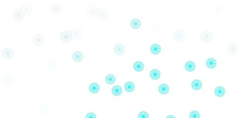 Light blue, green vector doodle template with flowers.