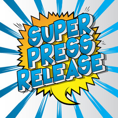 Press Release - Comic book style word on abstract background.