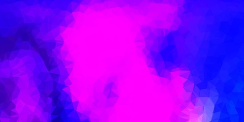 Dark pink, blue vector triangle mosaic background.