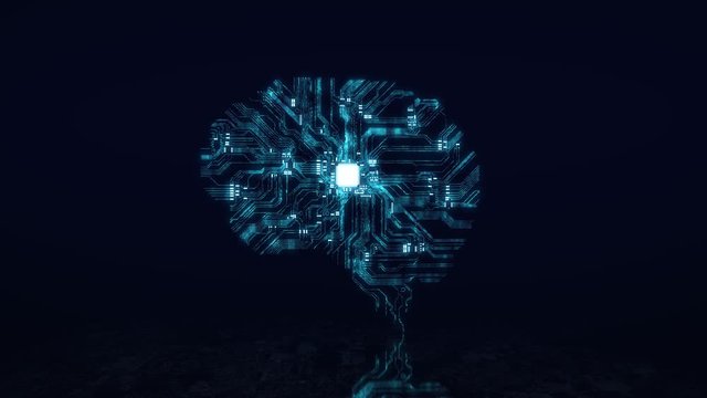 Artificial intelligence (AI), data mining, deep learning modern computer technologies. 
Brain representing artificial intelligence with printed circuit board (PCB).