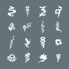 Smog puff or smoke cloud icons set vector illustration isolated on a background.