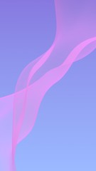 Pink wave on blue sky abstract background. Fluttering pink scarf. Waving on wind pink fabric. Vertical orientation. 3D illustration
