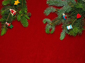 christmas background with fir branches