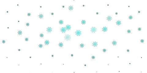 Light Green vector doodle background with flowers.