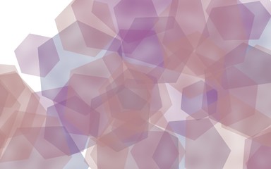 Gray translucent hexagons on white background. Gray tones. 3D illustration