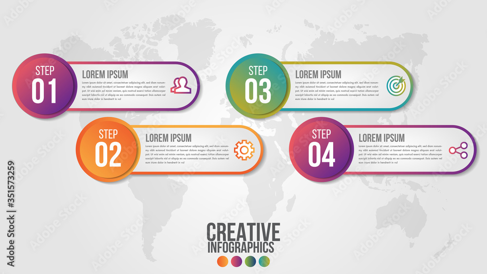 Poster infographic modern timeline design vector template for business with 4 steps or options illustrate a