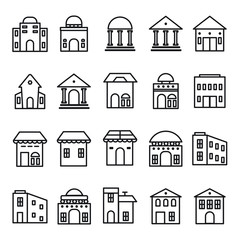 Media Icon Building and Home Line Style for any purposes website mobile app presentation