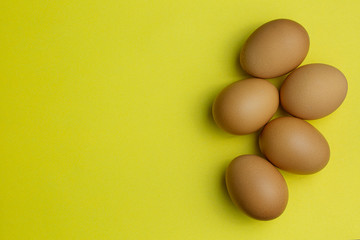 Egg, Eggs on a yellow background. Eggs in a tray