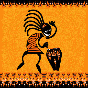 Tribal art - A dancing figure with drum