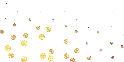 Light Green, Yellow vector doodle texture with flowers.