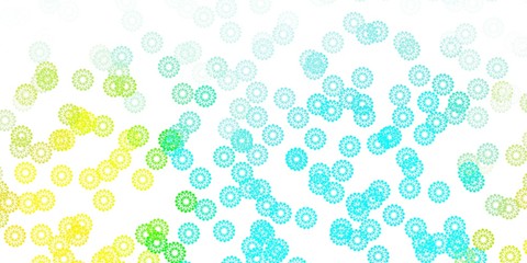 Light blue, yellow vector doodle background with flowers.