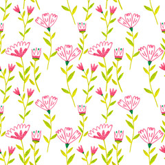 pattern with beautiful flowers, stylized plants