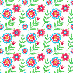 pattern with beautiful flowers, stylized plants
