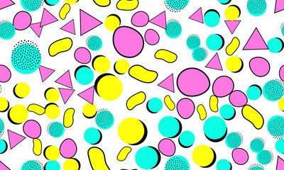 Memphis Seamless Pattern. Fun Background. Vector