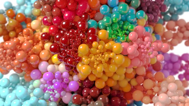 Beautiful Explosion of Multicolored Bubbles on a White Background. 3d Animation Ultra HD 4K 3840x2160