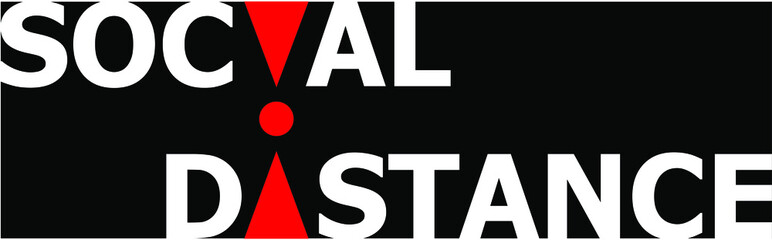 Logo about social distance in vector in black and red color